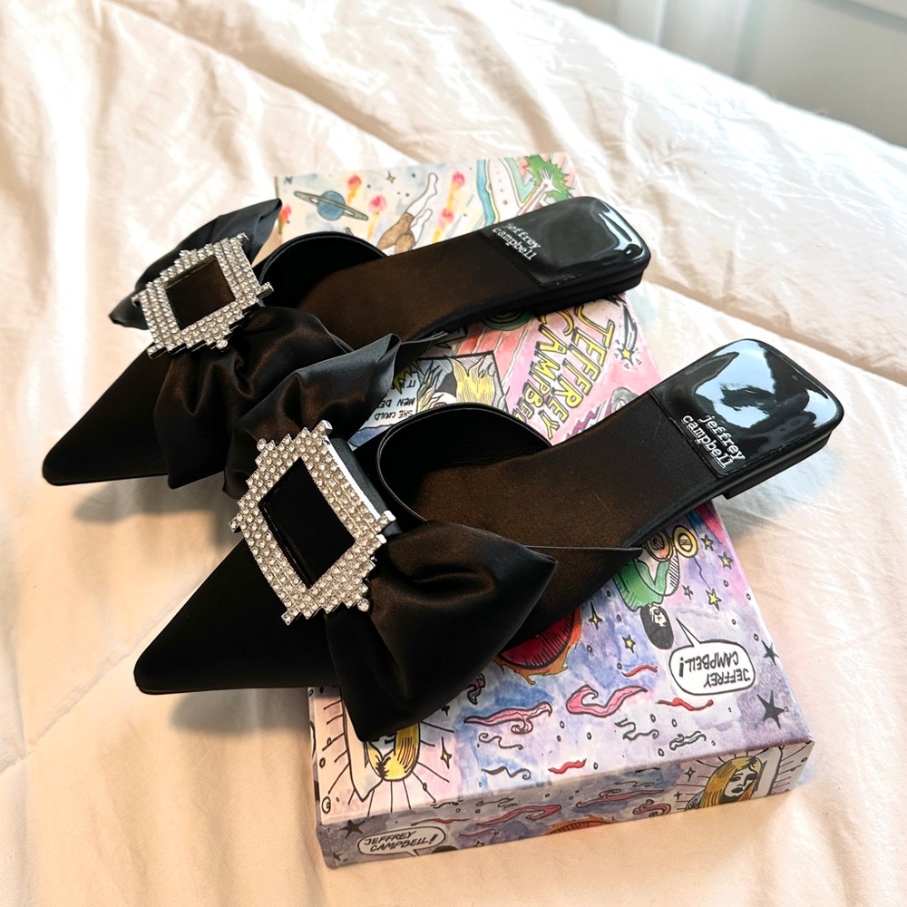 Jeffrey Campbell Sit Pretty Black Bow Flats